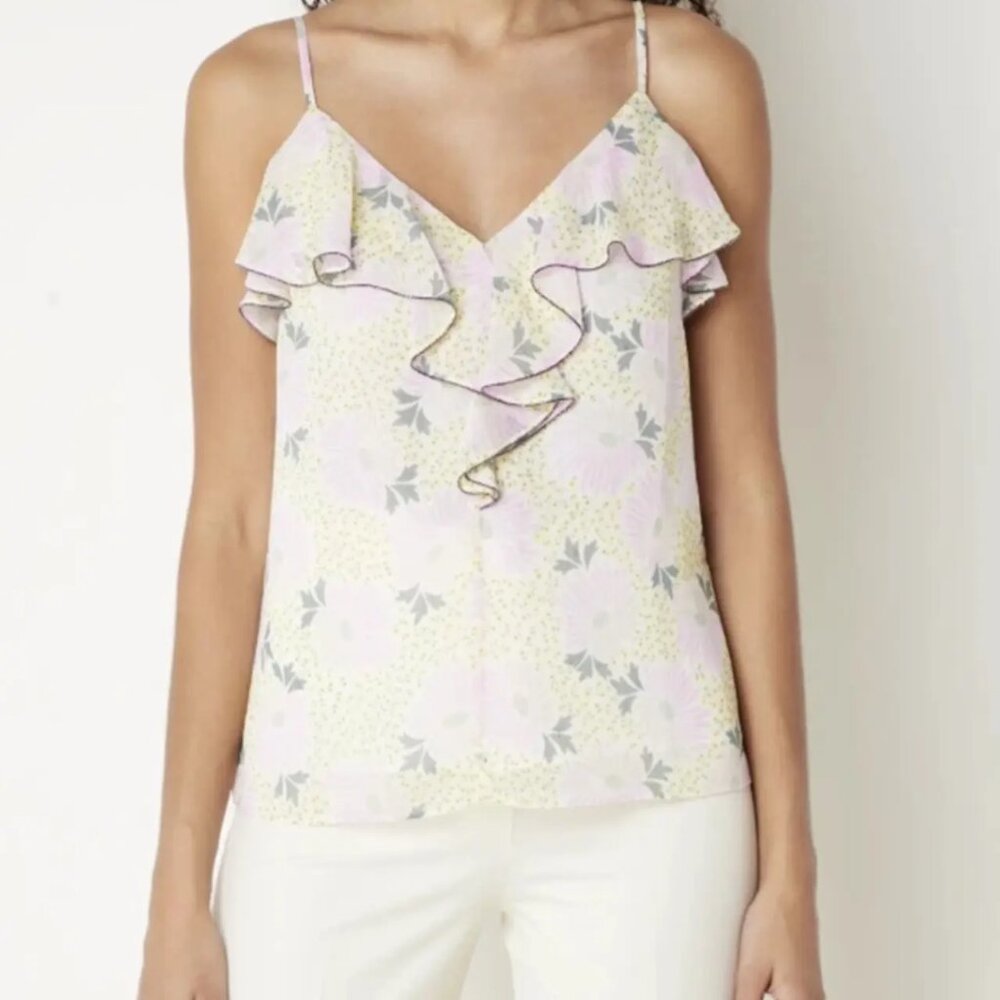 TED BAKER Shaunia Floral Ruffled V Neck Camisole Tank